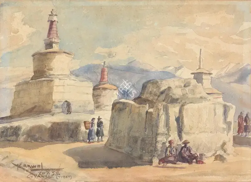 Kanwal Krishna (Artist), Gyantse, Tibet, 1938, Painting