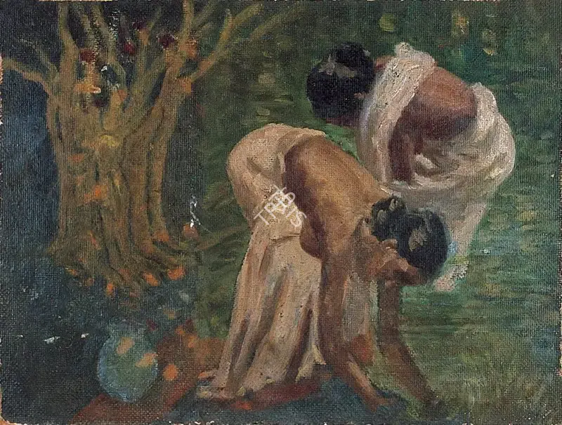 Satish Sinha (Artist), Women in Rice Fields, 1941, Painting