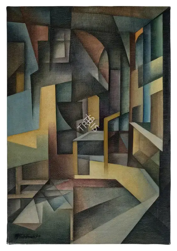 Mohan Sharma (Artist), Interior, 1966, Painting