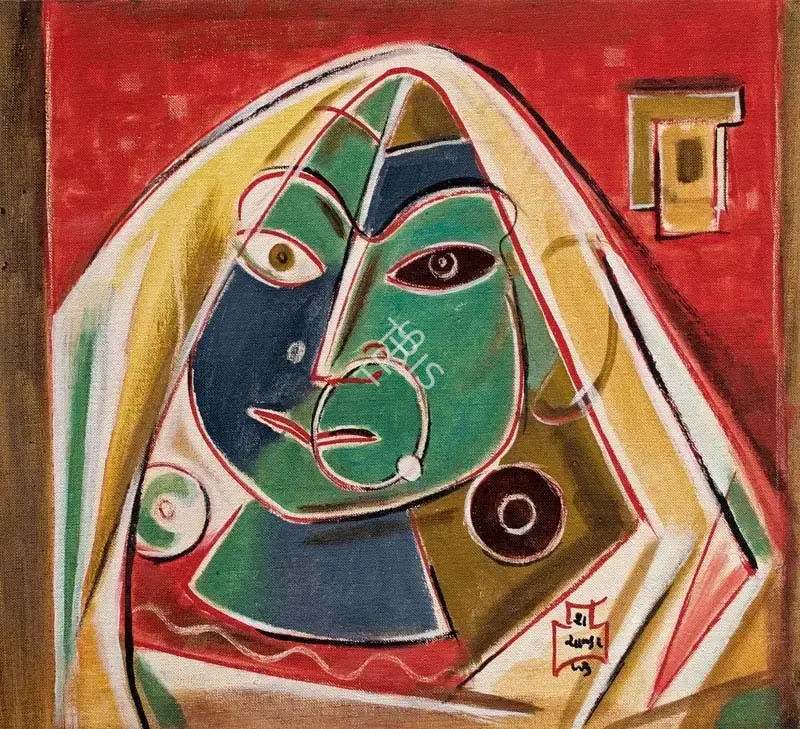 Shiavax Chavda (Artist), Head, 1953, Painting