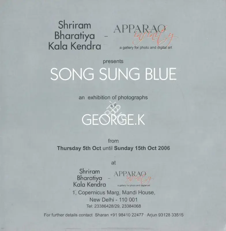 George Keyt (Artist), Song Sung Blue, 2006, Solo Exhibition Invitation