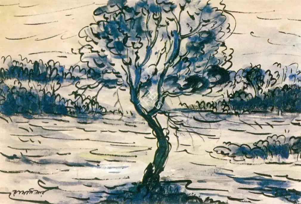 Ramkinkar Baij (Artist), Landscape, Painting