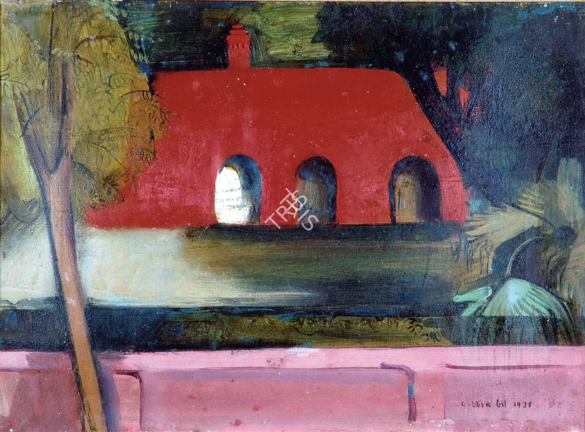 Sher-Gil, Amrita (Artist). The Red Hut, 1938 | Painting, Os.Del/20.07.06, 2006 · Osian's