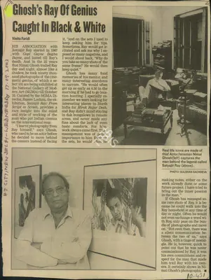 Vinita Faridi (Reporter), Ghosh's Ray of Genius Caught In Black & White, 2003, Newspaper Clipping