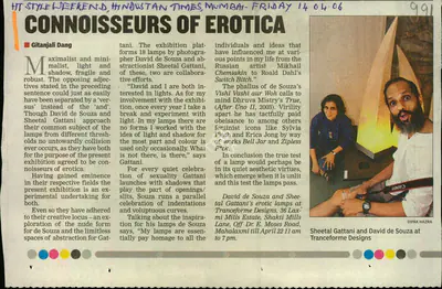Gitanjali Dang (Reporter), Connoisseurs of Erotica, 2006, Newspaper Clipping
