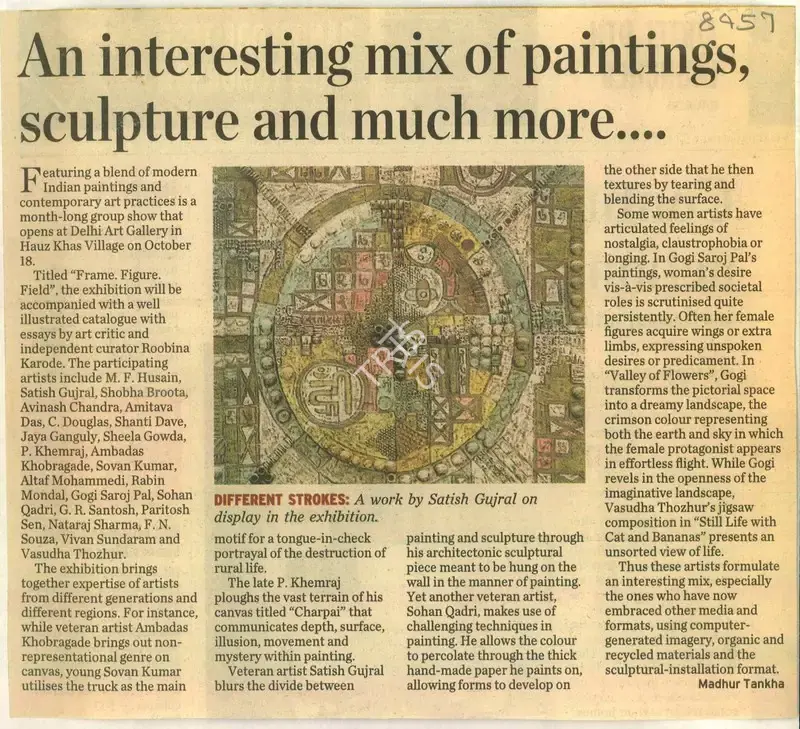 Madhur Tankha (Reporter), An Interesting Mix of Paintings, Sculpture and much more, 2008, Newspaper Clipping