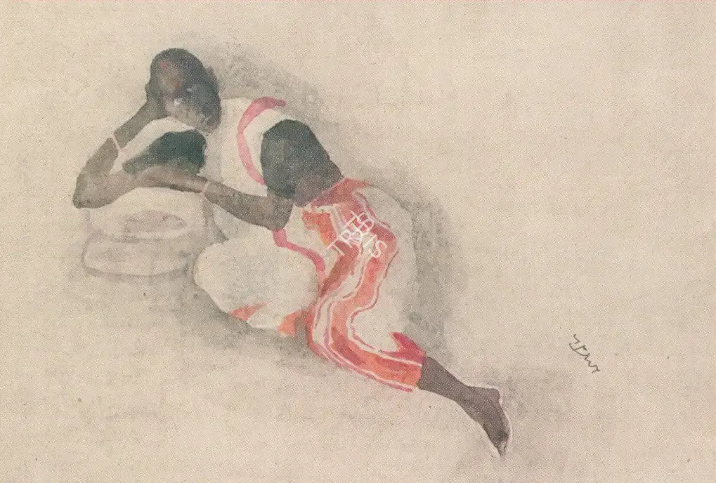 Maniklal Banerjee (Artist), Santhal Woman in a red bordered sari, Painting
