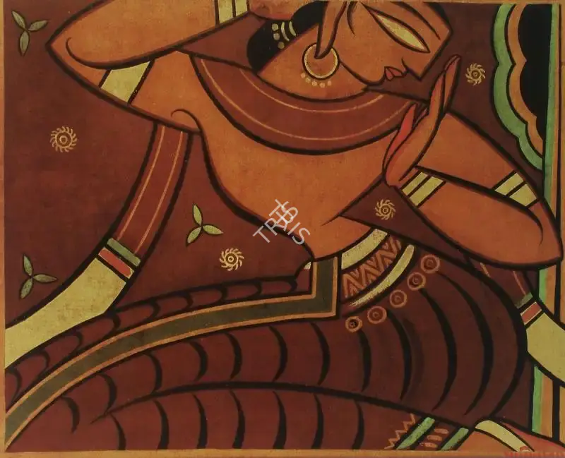 Jamini Roy (Artist), Gopini, 1945, Painting
