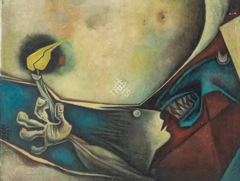 Prokash Karmakar (Artist), The Black Light, 1973, Painting