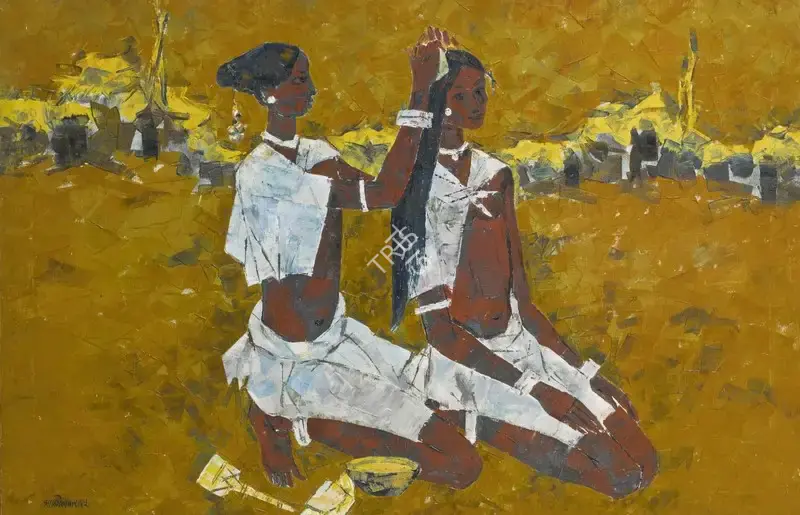 A.A. Almelkar (Artist), Untitled (Two Women), 1965, Painting