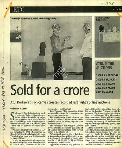 Georgina L. Maddox (Reporter), Sold For a Crore, 2006, Newspaper clipping