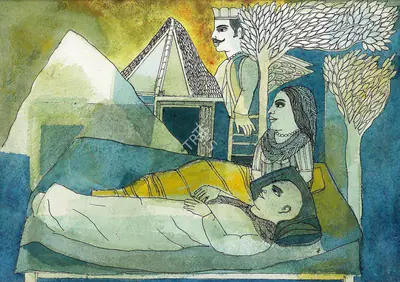 Badri Narayan (Artist), Looking out, into Space, 2002, Painting