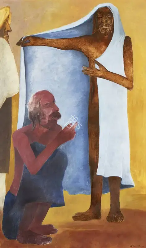 Khanna, Krishen (Artist). Doubting Thomas With Jesus, 1978 | Painting, AG.Onl/28.12.22, 2022 · Asta Guru
