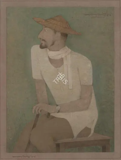 Lalu Prasad Shaw (Artist), Untitled (Seated Figure), 1989, Painting