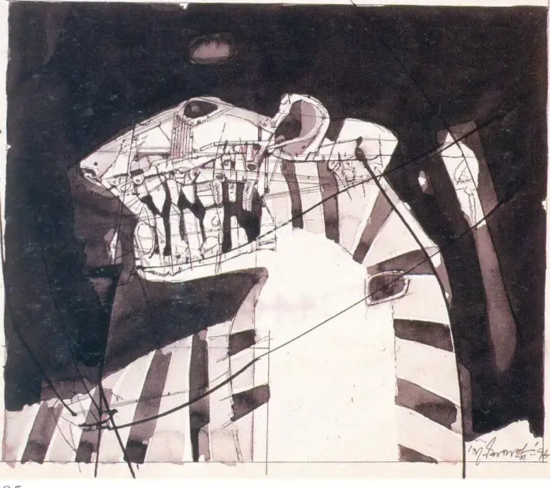 Ganesh Pyne (Artist), The Teeth, 1978, Drawing