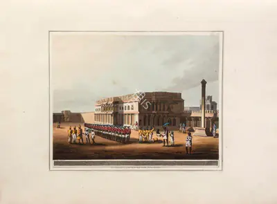 I.C. Stadler (Printmaker), North entrance of tippoo's Palace at Bangalore, 1804, Aquatint