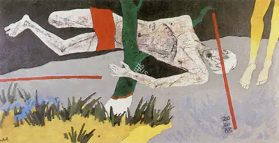 Husain, M.F. (Artist). Freedom: A Tribute to Hashmi, n.d. | Painting, So.Bom/26.03.89