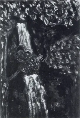 Rabindranath Tagore (Artist), Waterfall, Painting