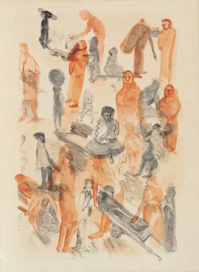 Nalini Malani (Artist), Hieroglyphs, Lohar Chawl, 1992, Painting