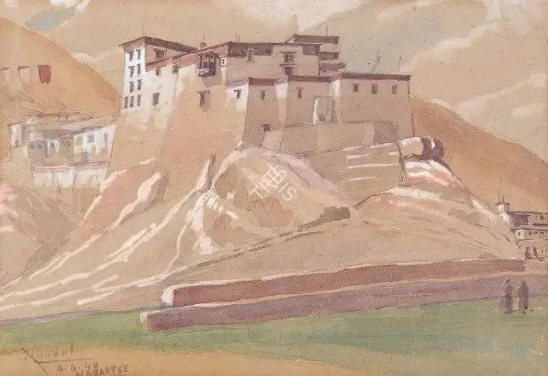 Kanwal Krishna (Artist), Nagartse Dzong, Tibet, 1940, Painting
