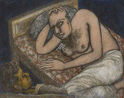 Chowdhury, Jogen (Artist). Two Men, 1992 | Painting, Pu.Mum/25.09.25, 2025 · Pundole