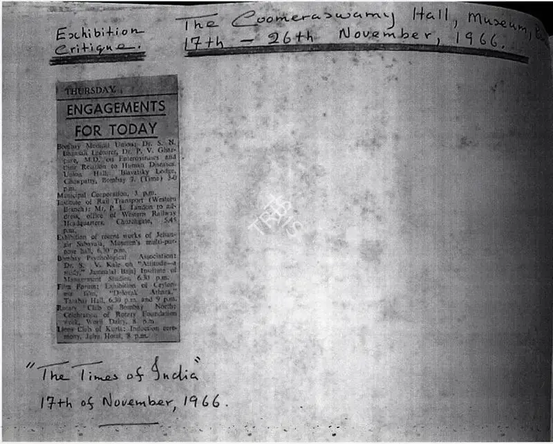 Engagements for today, 1966, Newspaper Clipping