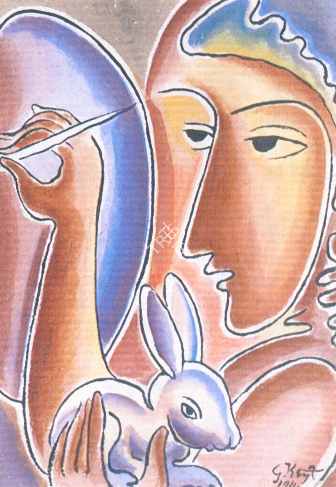 George Keyt (Artist), Sasa Jataka III, 1942, Painting