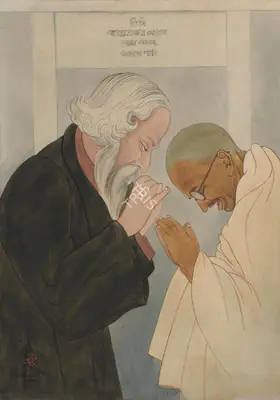 A.K. Haldar (Artist), Tagore and Gandhi, 1952, Painting