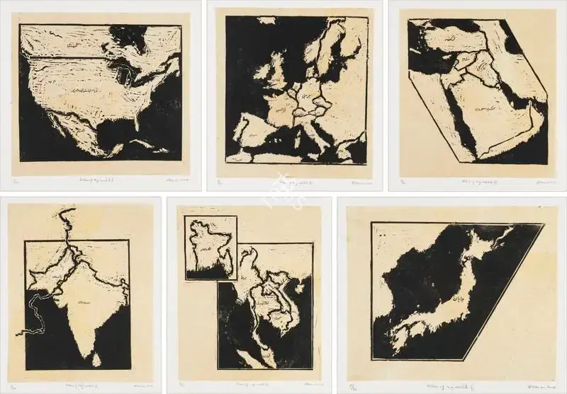 Hashmi, Zarina (Artist). Atlas of my World (I-VI), 2001 | Graphic Art, Bon.Lon/24.10.18, 2018 · Bonhams