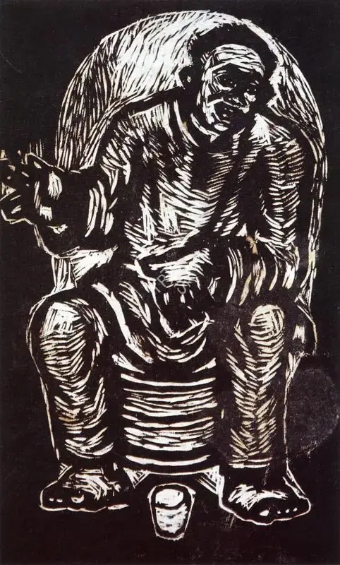 K.G. Subramanyan (Artist), Seated Figure, 1947, Graphic Art
