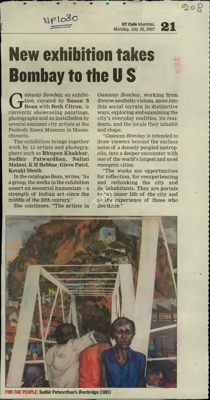 New Exhibition Takes Bombay to the US, 2007, Newspaper Clipping