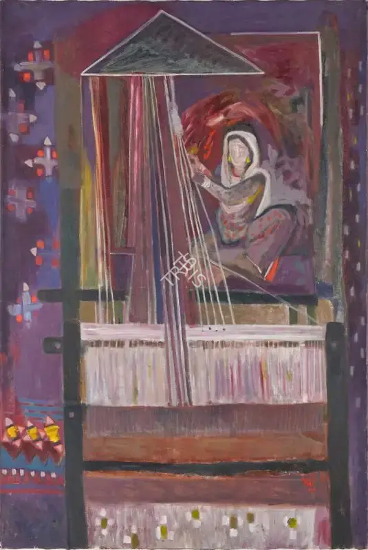 Rekha Rao (Artist), The Weaver, 1988, Painting