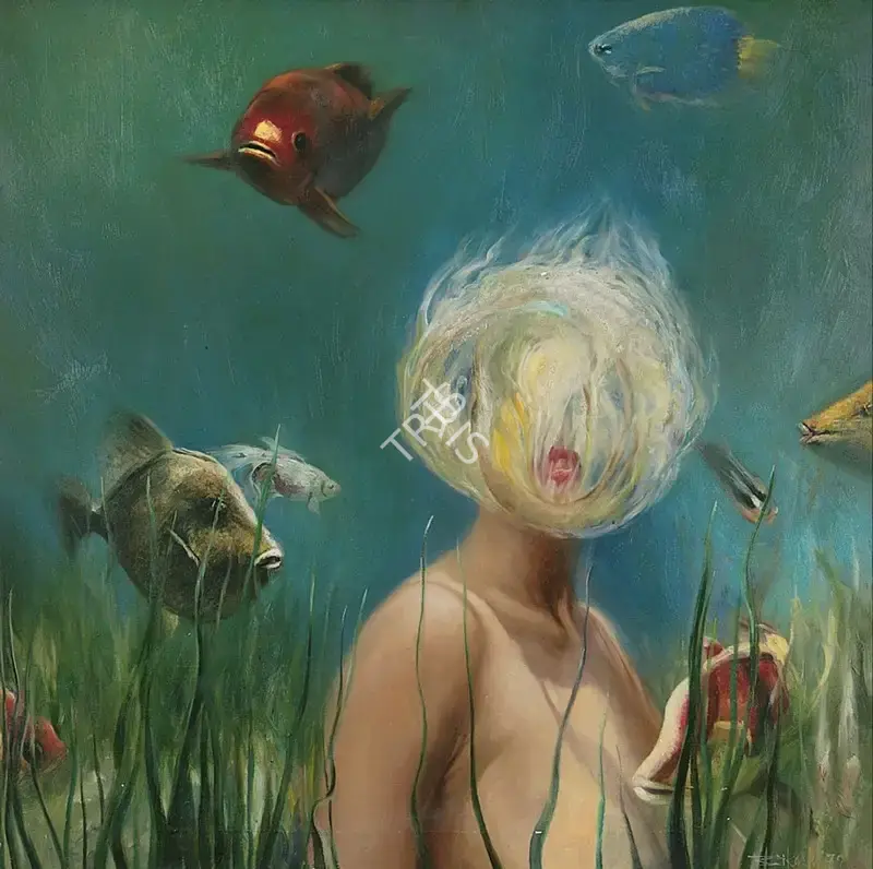 Bhattacharjee, Bikash (Artist). In Aquarium, 1979 | Painting, AG.Mum/26.09.24, 2024 · Asta Guru