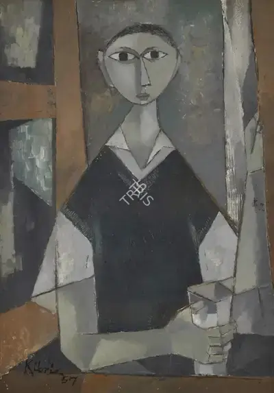 Mohammad Kibria (Artist), Untitled (Man), 1957, Painting