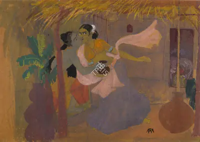 K.H.&nbsp;Ara (Artist), Untitled (Kiss), 1940, Painting