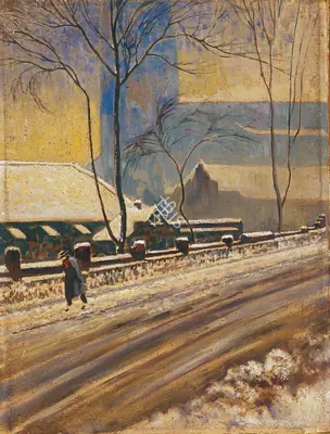 Ramendranath Chakravorty (Artist), London in Winter, 1947, Painting