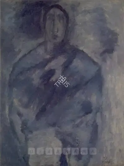 Tyeb Mehta (Artist), Blue Shawl, 1967, Painting
