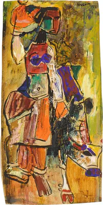 M.F.&nbsp;Husain (Artist), Untitled (Milkmaid), 1952, Painting