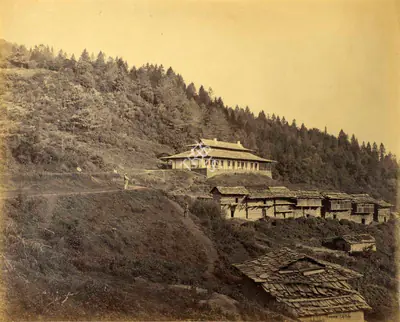 Samuel Bourne (Photographer), Narkunda Village and Dak Bungalow, 1865, Antiquarian Photograph