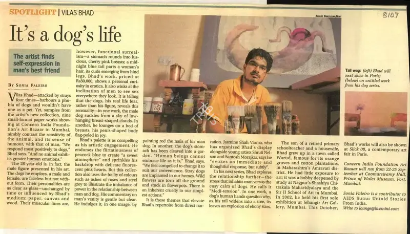 Sonia Faleiro (Writer), It's A Dog's Life, 2008, Newspaper Clipping