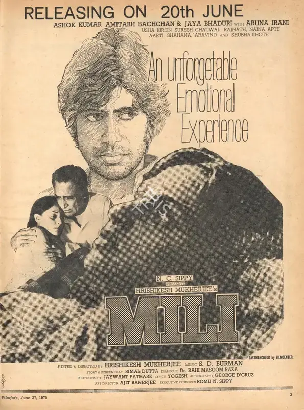 Hrishikesh Mukherjee (Producer), Mili, 1975, Advertisement