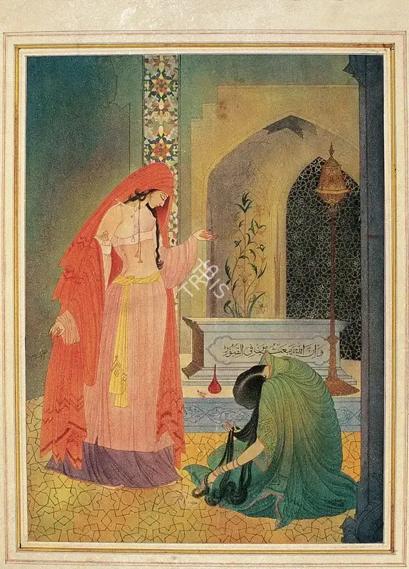 M.A.R. Chughtai (Artist), Joy and Sorrow, 1945, Painting