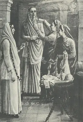 Raja Ravi Varma (Artist), Decking a Parsee Bride, 1893, Painting