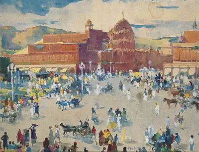 S.H. Raza (Artist), Hawa Mahal Chowk In Jaipur, 1946, Painting