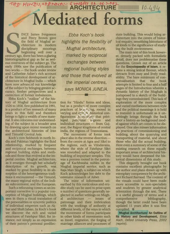 Monica Juneja (Reporter), Mediated Forms, 2002, Newspaper Clipping