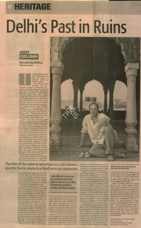 William Dalrymple (Reporter), Delhi's Past in Ruins, 2011, Newspaper Clipping