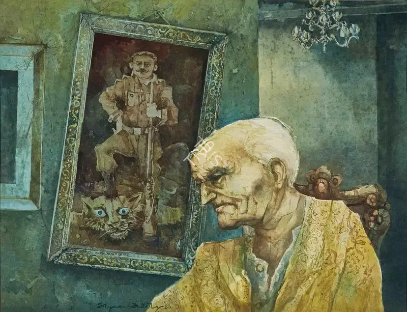 Ray, Shyamal Dutta (Artist). Old Zamindar, 1984 | Painting, Pu.Mum/13.09.22, 2022 · Pundole