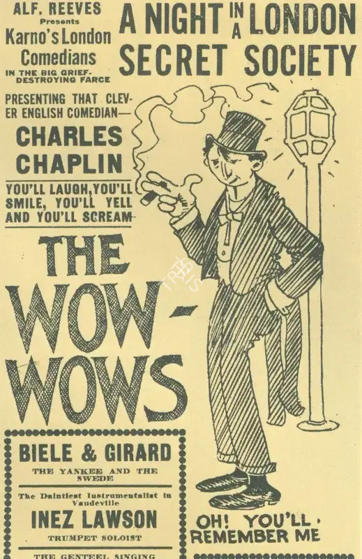 Unknown (Publicity Designer), Unknown (Publicity Designer), Poster for Fred Karno's troupe's performance in America, featuring Charlie Chaplin | Theatre related memorabilia, Theatre related memorabilia