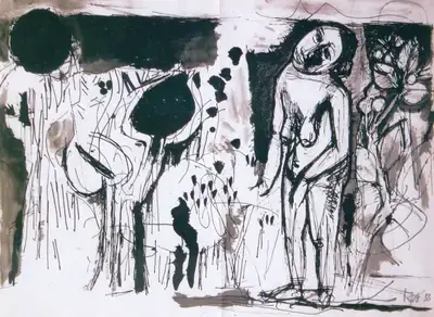 S.H. Raza (Artist), Untitled, 1955, Painting
