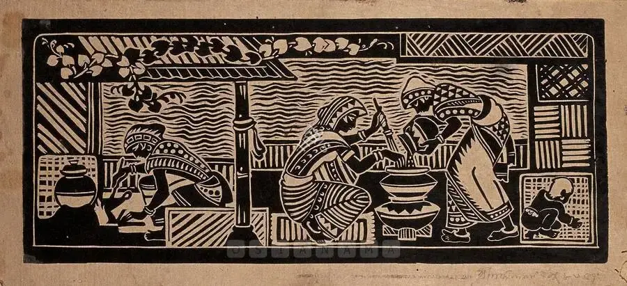 Nandalal Bose (Artist), Untitled, 1957, Graphic Art